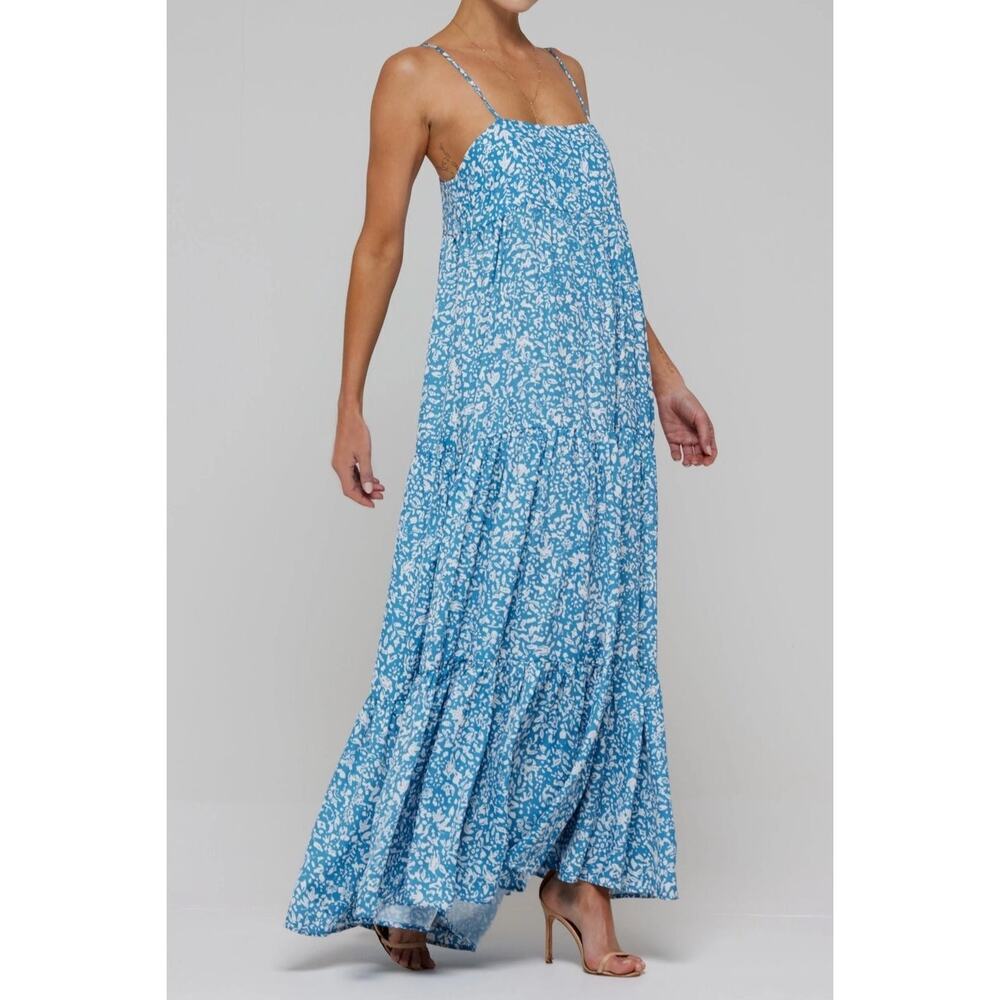 RESA Blue Floral Tiered Maxi Dress